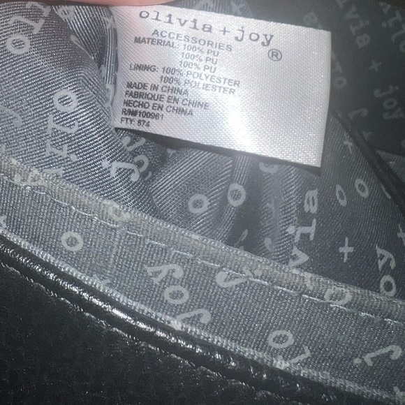 Olivia + Joy Black Faux Leather Clutch with Long Chain Strap - Picture 10 of 11